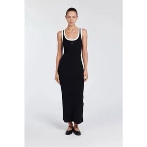 DISSH Black Maxi Tank Dress with White Trim